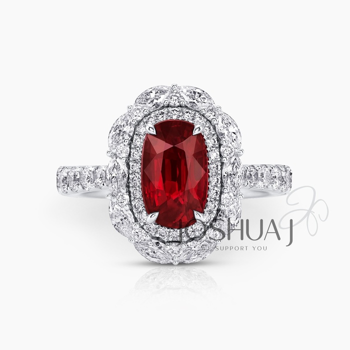 Oval Ruby Halo Ring