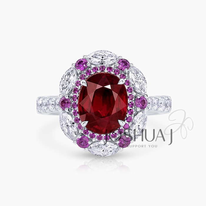 Oval Ruby Halo Ring