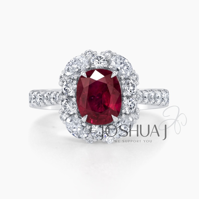 Cushion Ruby Halo Ring