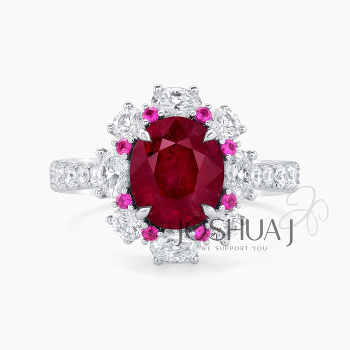 Oval Ruby Halo Ring
