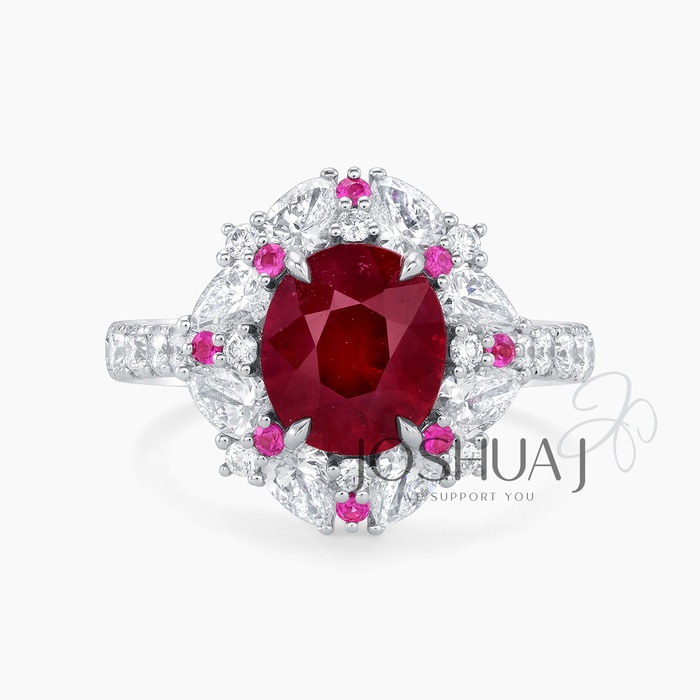 Oval Ruby Halo Ring