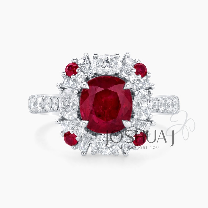 Cushion Ruby Halo Ring
