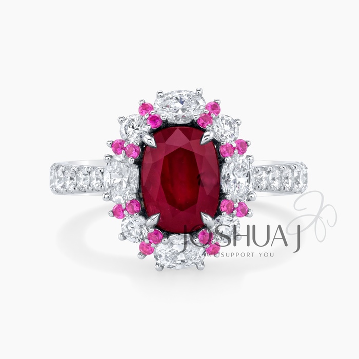 Cushion Ruby Halo Ring