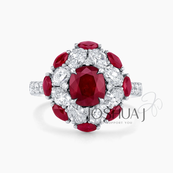 Cushion Ruby Halo Ring