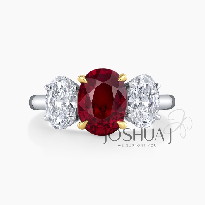 Radiant Ruby Three-Stone Ring
