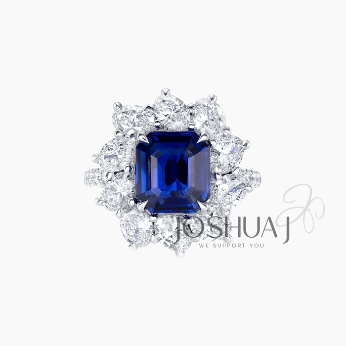 Emerald-Cut Sapphire Halo Ring