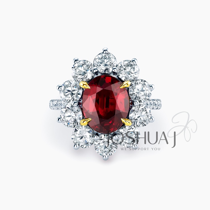 Oval Ruby Halo Ring