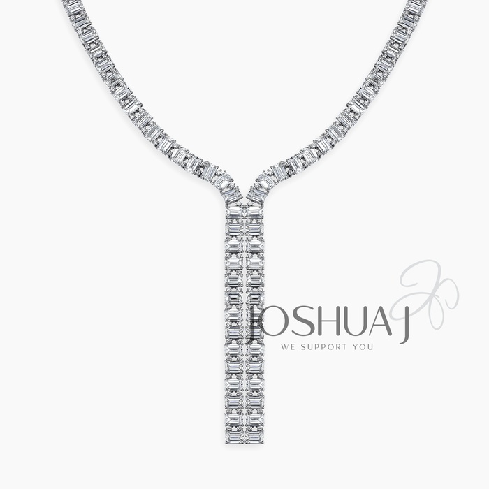 Emerald-Cut Diamond Lariat Necklace