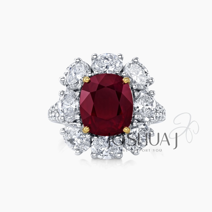 Cushion Ruby Halo Ring