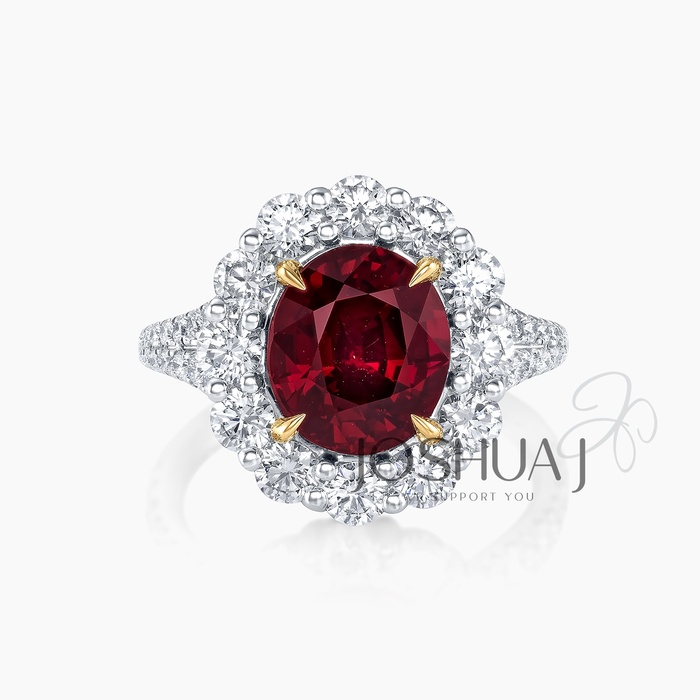 Oval Ruby Halo Ring