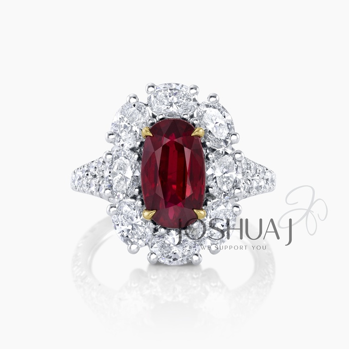 Oval Ruby Halo Ring