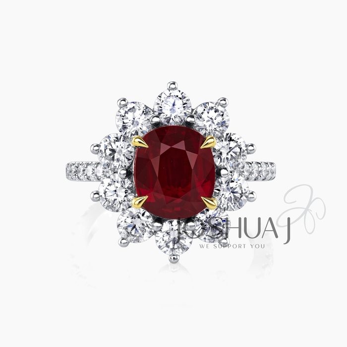 Cushion Ruby Halo Ring