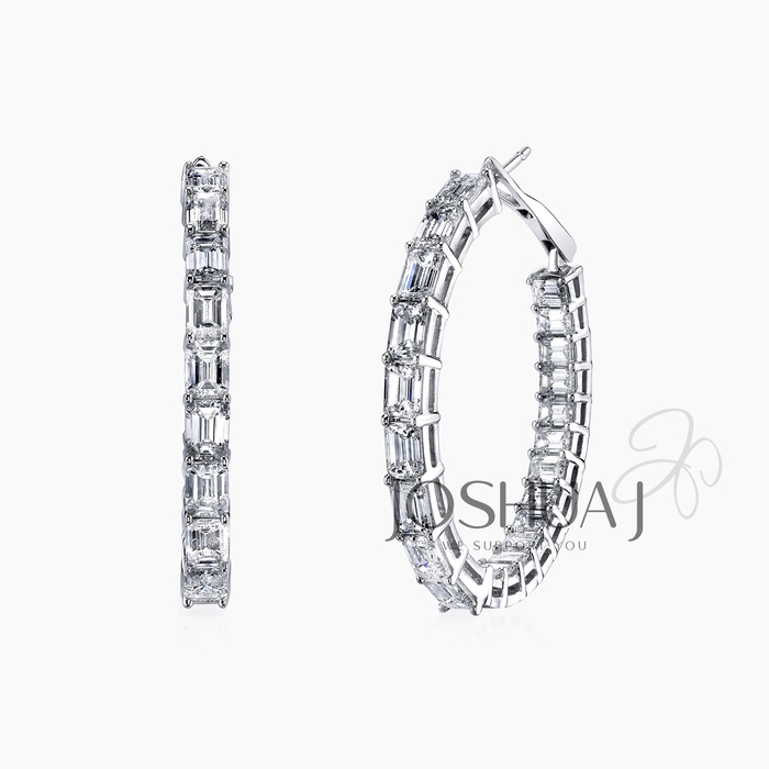 Oval Diamond Hoop Earrings