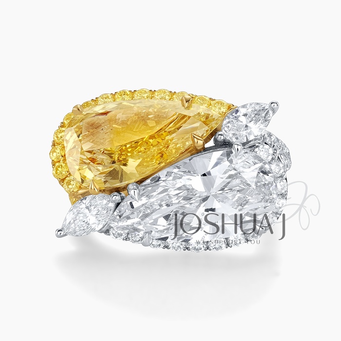 Fancy Yellow Pear Diamond Ring