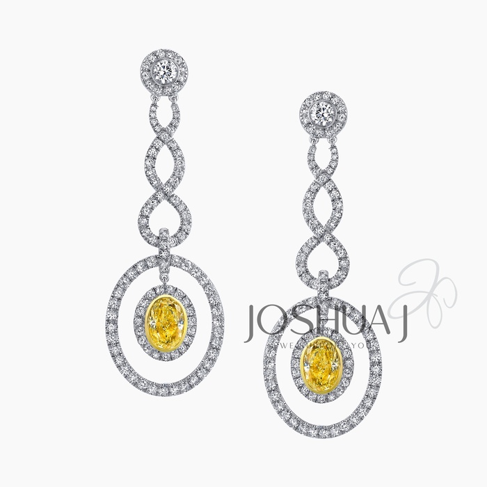 Fancy Yellow Round Diamond Earrings