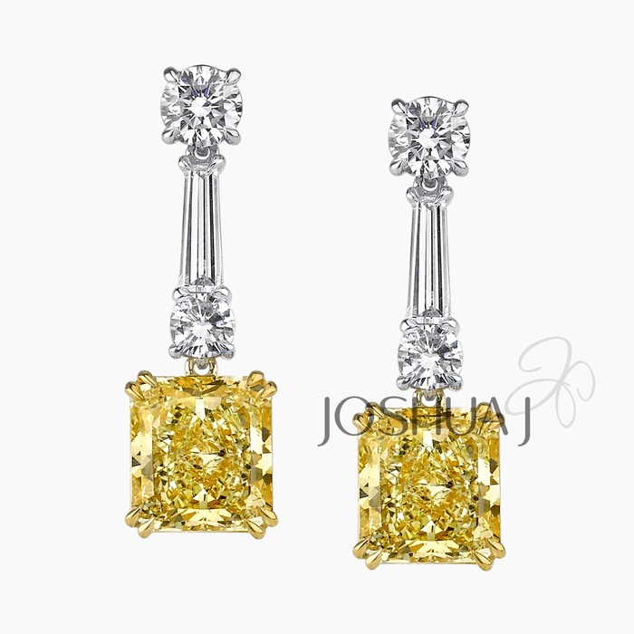 Fancy Yellow Radiant Diamond Earrings
