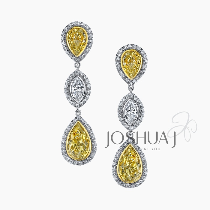 Fancy Yellow Pear Diamond Earrings