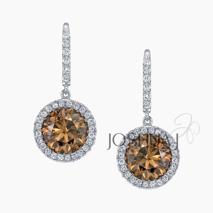 Cognac Round Diamond Earrings