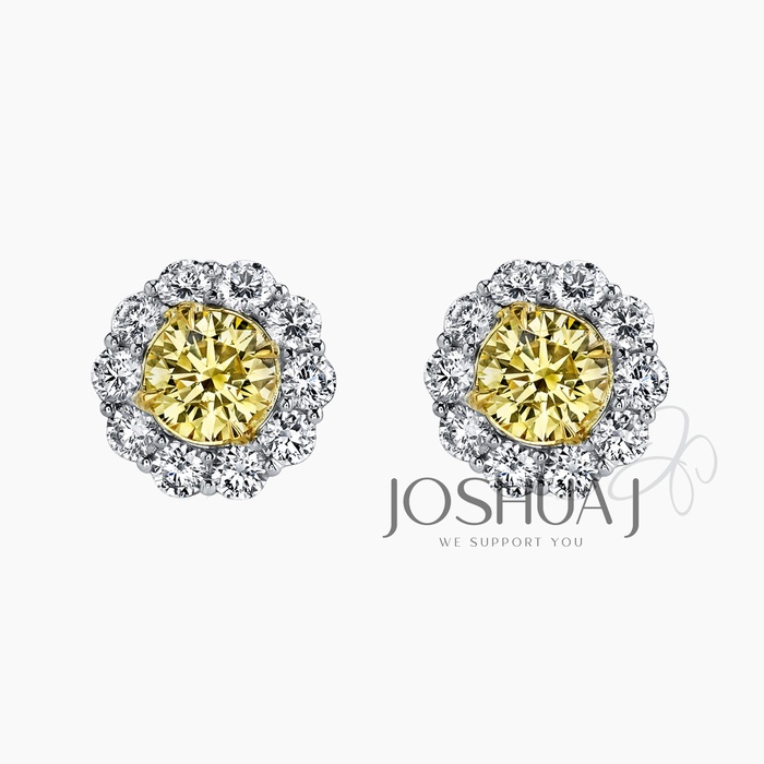 Fancy Yellow Round Diamond Earrings