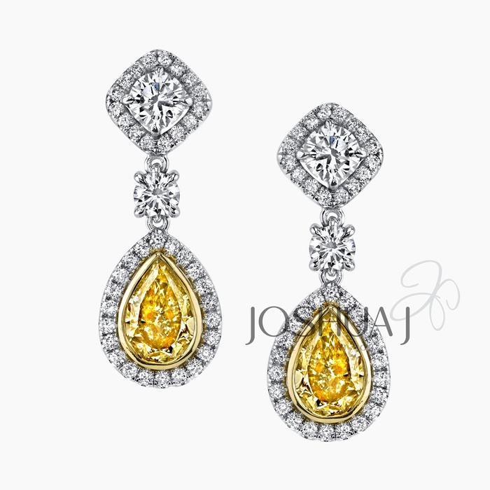 Fancy Yellow Pear Diamond Drop Earrings