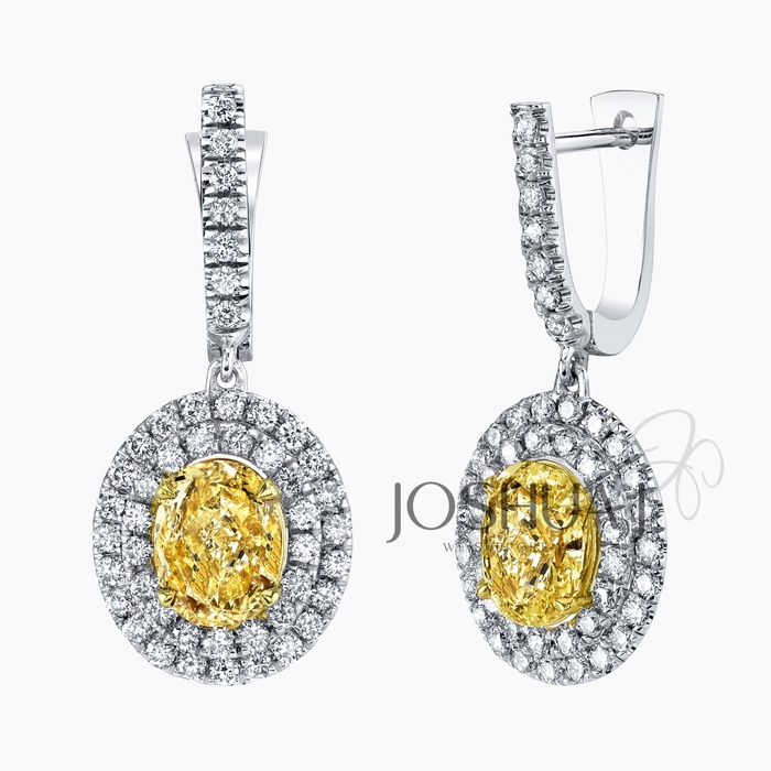 Fancy Yellow Round Diamond Drop Earrings