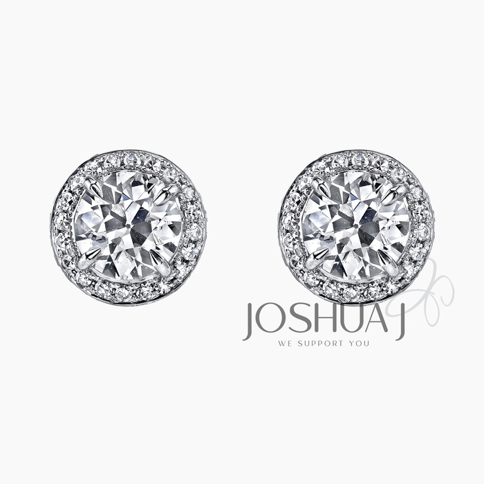 Round Diamond Halo Earrings