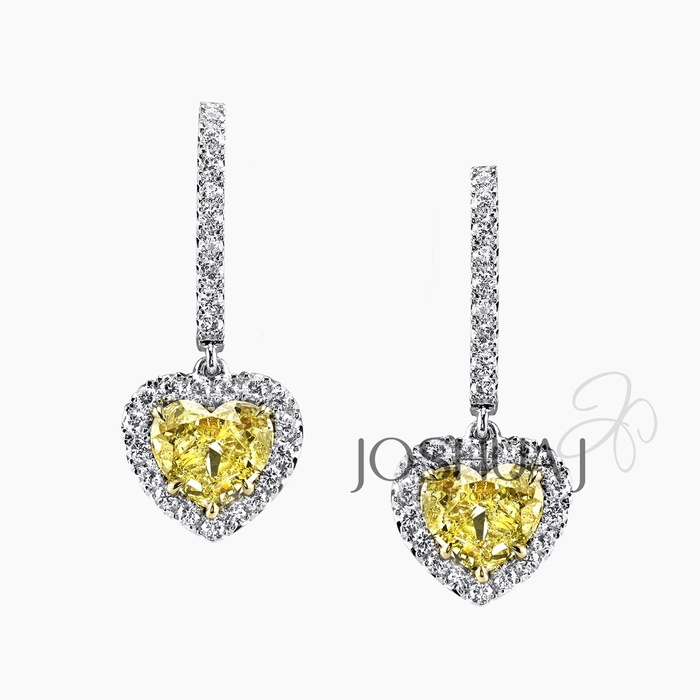 Fancy Yellow Heart Diamond Earrings