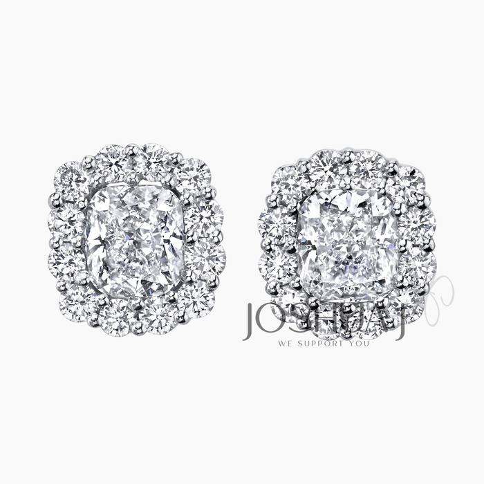 Cushion Diamond Halo Earrings