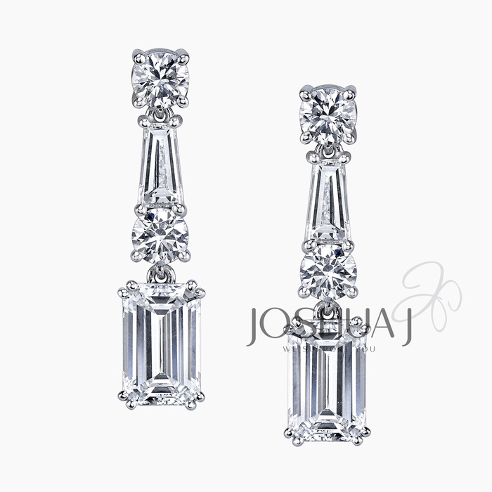 Baguette Emerald Drop Earrings