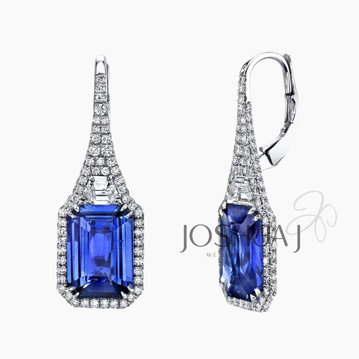 Emerald-Cut Sapphire Earrings
