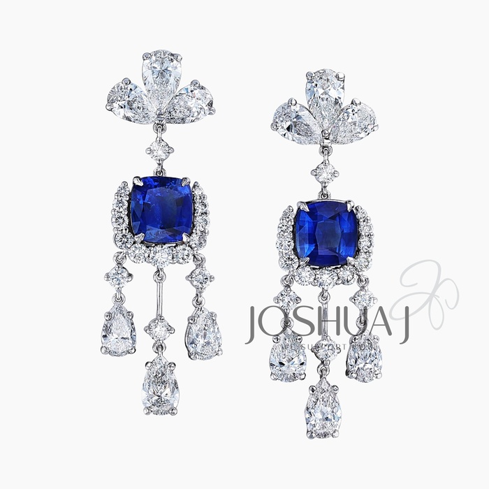 Cushion Sapphire Earrings