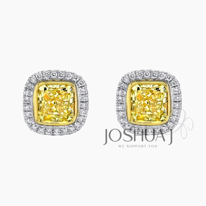 Fancy Light Cushion Diamond Halo Earrings