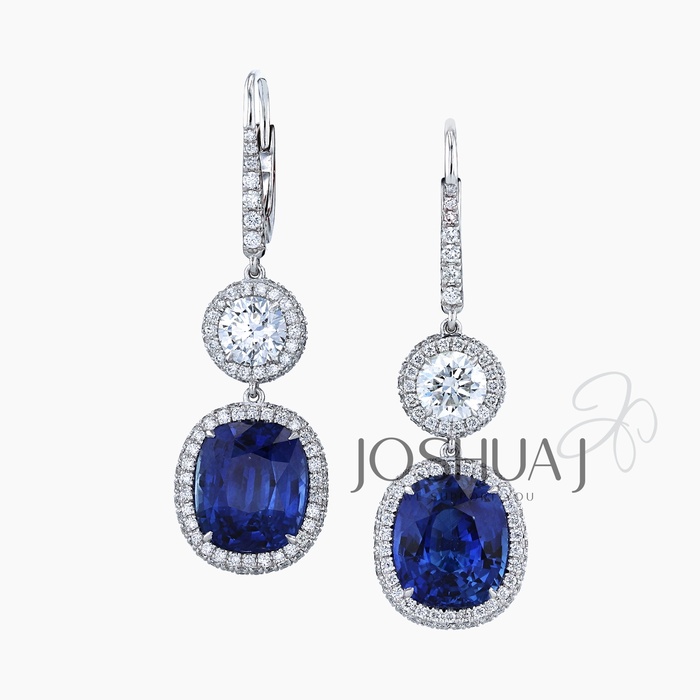 Cushion Sapphire Earrings