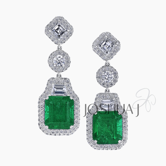 Asscher Emerald Earrings