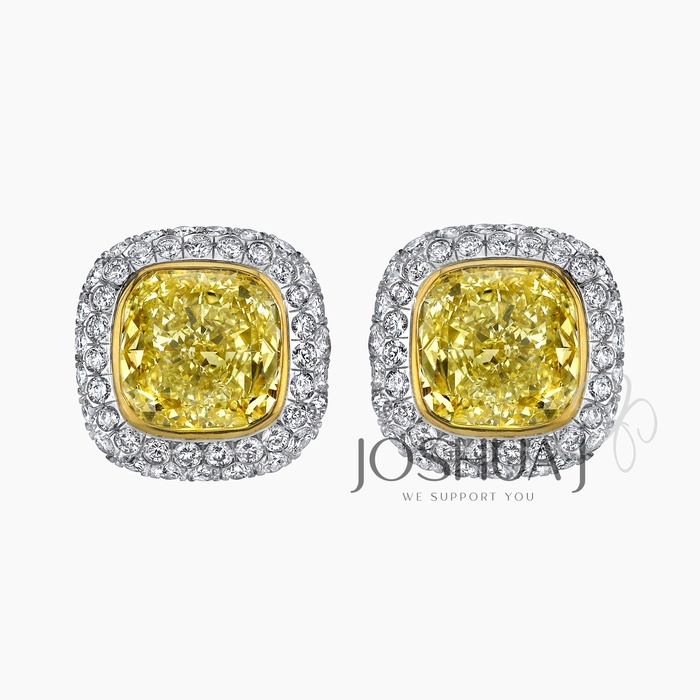 Fancy Yellow Cushion Diamond Earrings