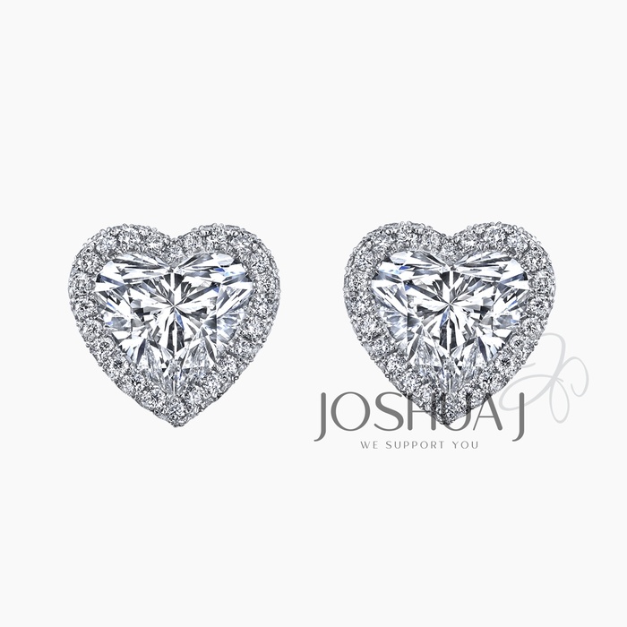 Heart Diamond Halo Earrings