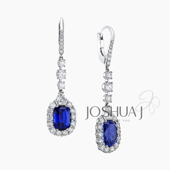 Round Sapphire Halo Earrings