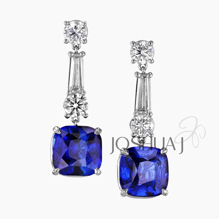 Cushion Sapphire Earrings