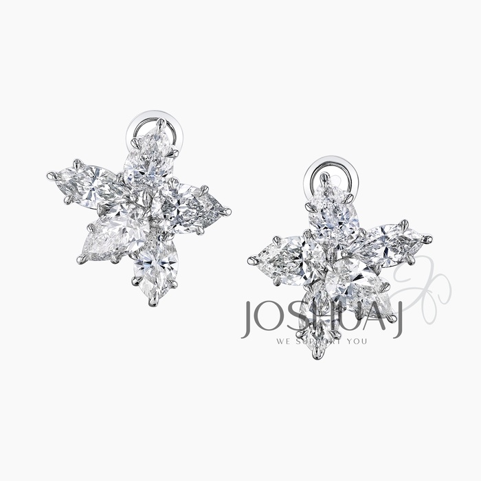 Pear Diamond Cluster Earrings