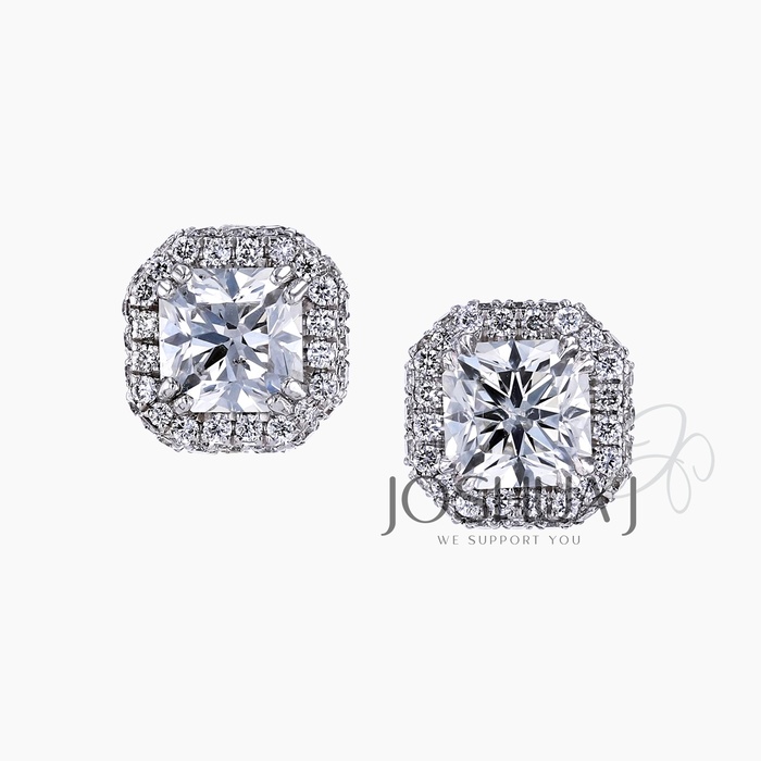 Radiant Diamond Halo Earrings