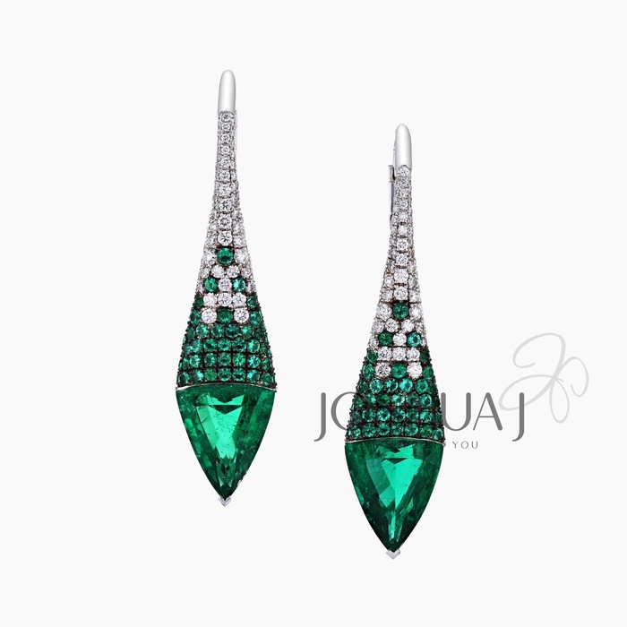 Trillion Emerald Earrings