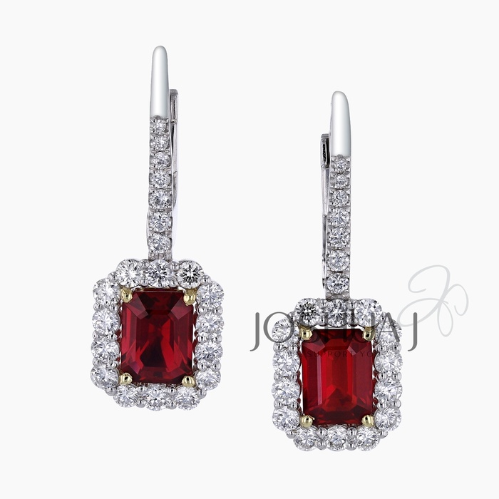 Emerald-Cut Ruby Earrings