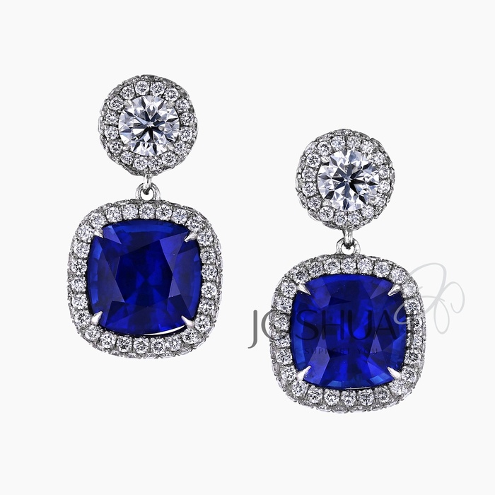 Cushion Sapphire Earrings