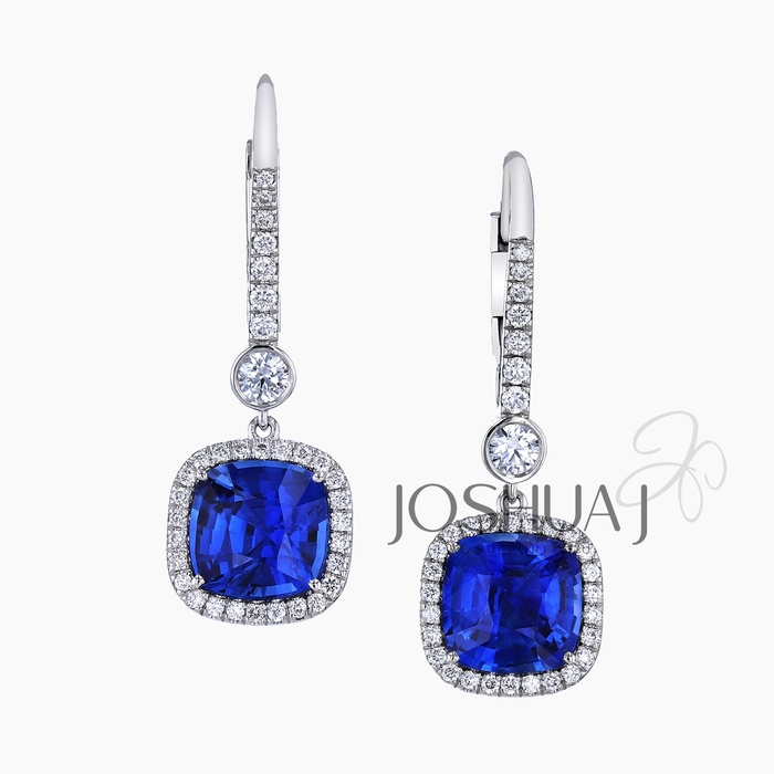 Cushion Sapphire Drop Earrings