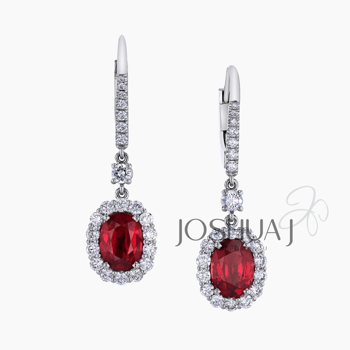 Oval Ruby Halo Earrings