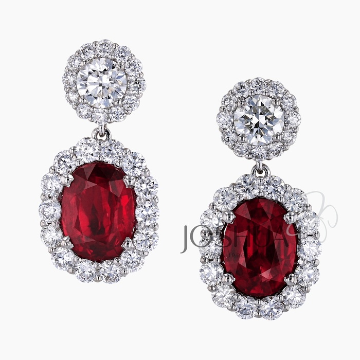 Oval Ruby Halo Earrings