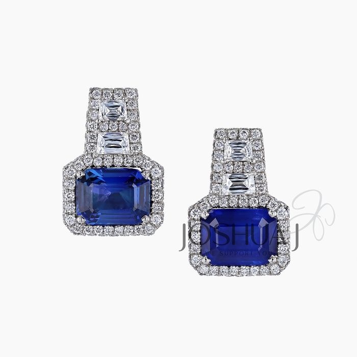 Emerald-Cut Sapphire Earrings
