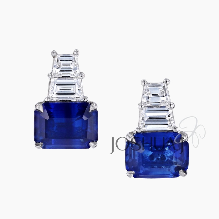 Emerald-Cut Sapphire Earrings