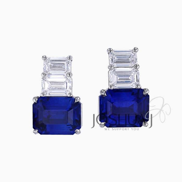 Emerald-Cut Sapphire Earrings