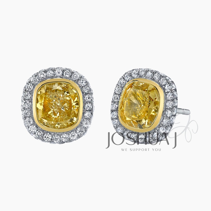 Fancy Light Cushion Diamond Stud Earrings